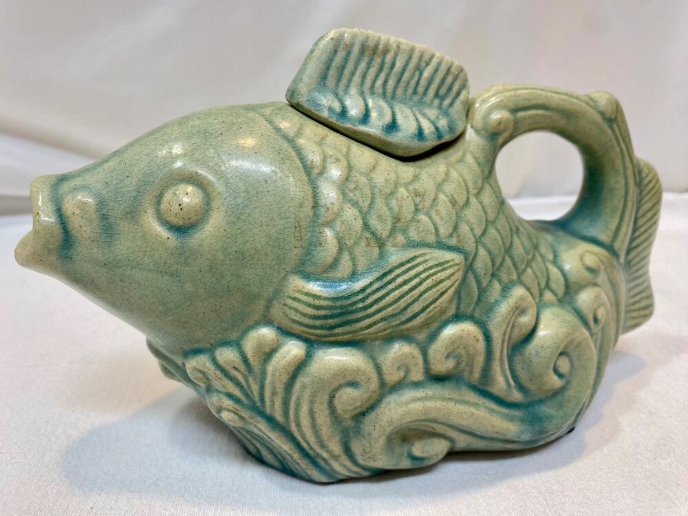 Andrea by Sadek Fish Teapot Vessel Celadon Mint Green